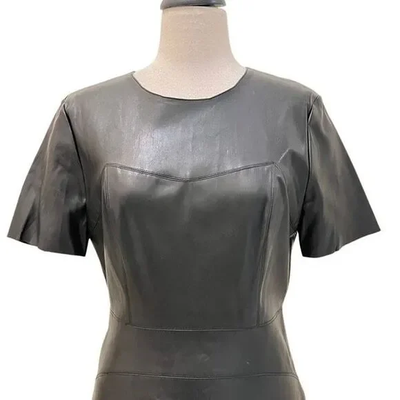 red strapless leather dress Eliot Strapless Faux Leather Ruffle Mini Dress • Shop American Threads Women's Trendy Online Boutique Black / M